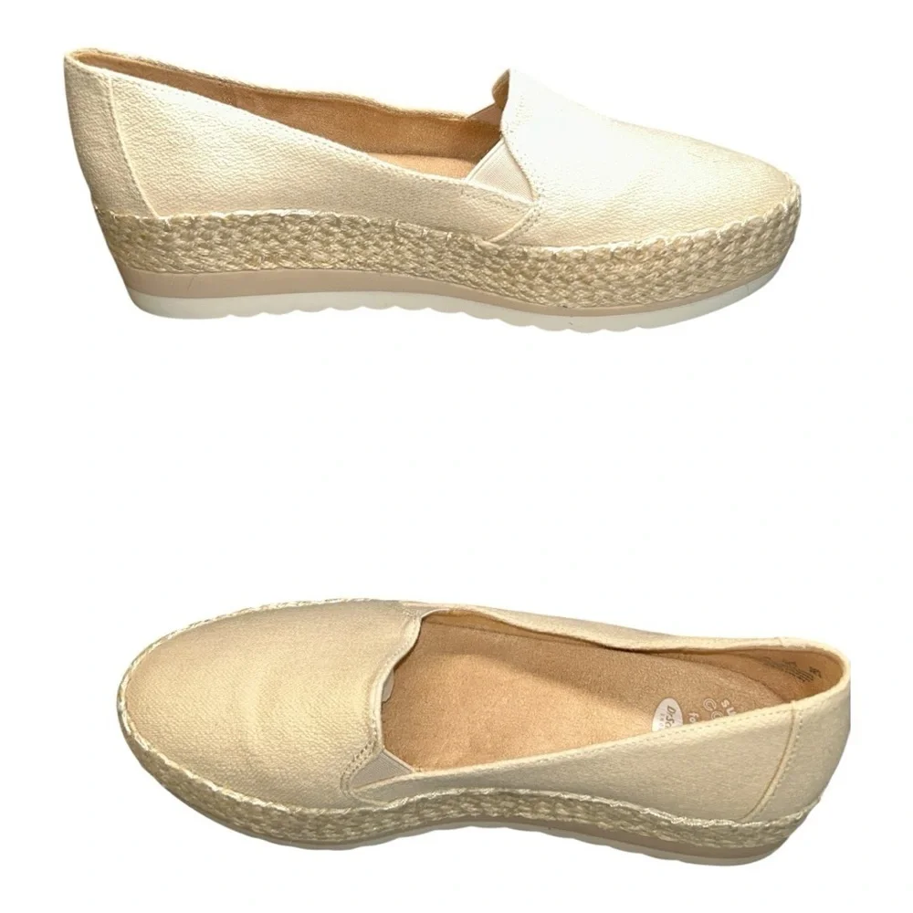Dr. Scholl's Discovery Women's Espadrille Slip-Ons Cream Wedge Cotton Shoes
